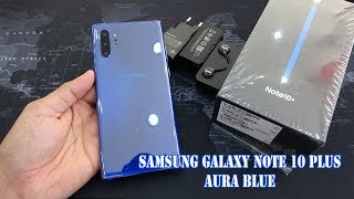 Samsung Galaxy Note 10 Plus Aura Blue color unboxing | fingerprint, face unlock tested