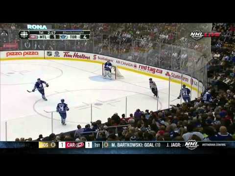 Dion Phaneuf wrister goal 4-1 April 13 2013 Montreal Canadiens vs Toronto Maple Leafs NHL Hockey