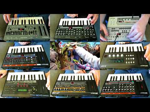 "Boutique Orchestra" with Roland A-01, JP-08, JU-06, JX-03, TB-03, SH-01a, TR-09, D-05, and SE-02