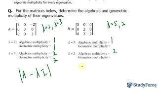 Determine the algebraic and geometric multiplicity
