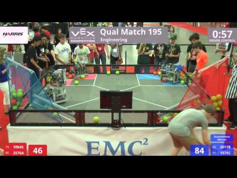 VEX Worlds 2016 - VRC High School - Engineering - Qual 195 (9964S 2576A) 93 vs 213 (2011B 1575C)