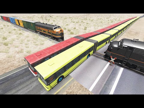 Long Articulated Bus Accident on Rail #51 - Beamng.Drive | Dancing Cars