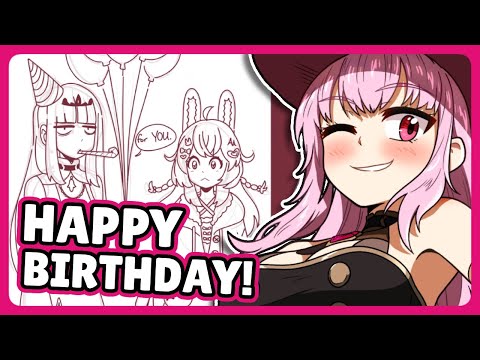 Calli draws Pippa for her birthday | Hololive | Mori Calliope