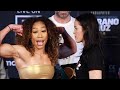 ALYCIA BAUMGARDNER FLEXES ON ELHEM MEKHALED'S FACE DURING FINAL WEIGH IN FACE OFF!