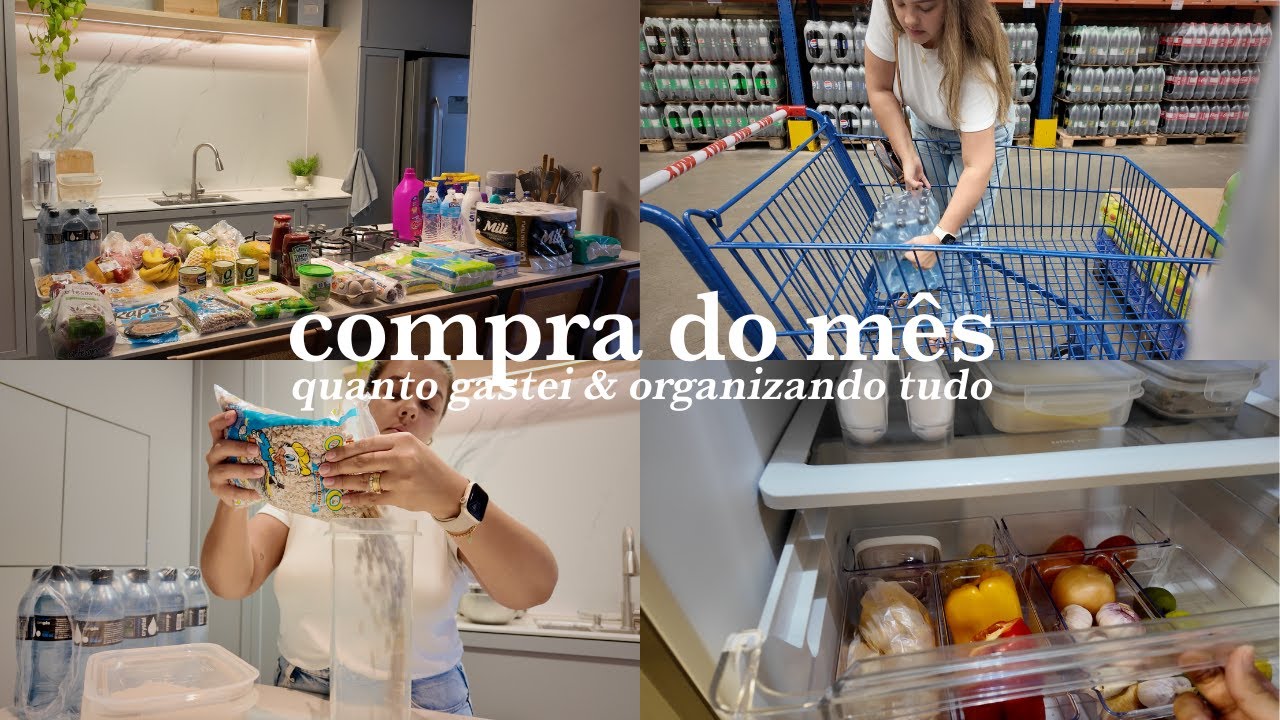 COMPRA DO MÊS a primeira do ano, quanto gastei e organizando tudo na geladeira e nos armários.
