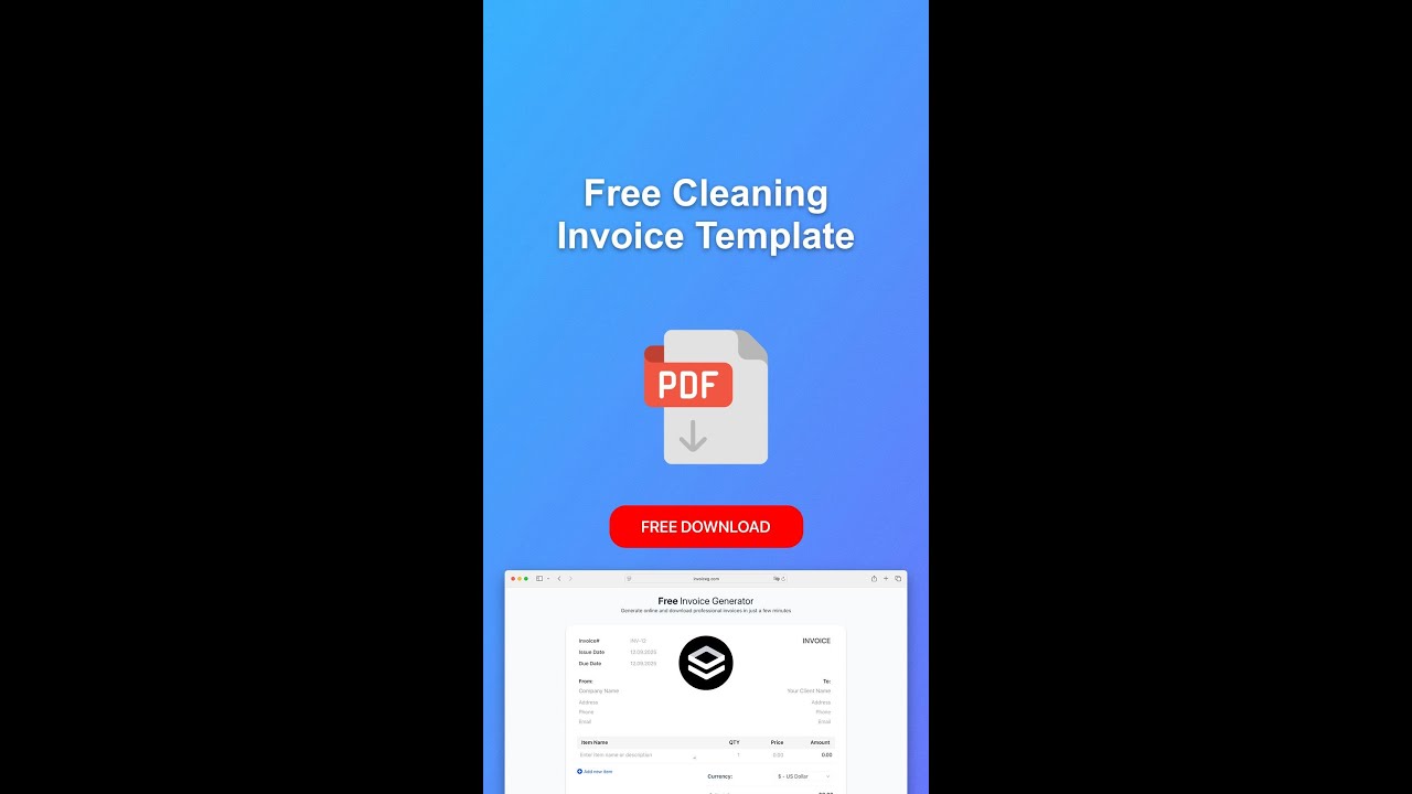Cleaning Invoice Template #invoicegenerator #invoicetemplate
