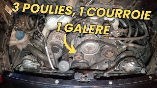 L'erreur des ingénieurs Porsche rend ça compliqué : Courroie et poulies sur 997 C4S.