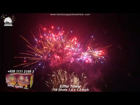 Kembang Api Cake TOP1383 Eiffel Tower 138 Shots 1.0 + 1.2 Inch Cake Fireworks Indonesia