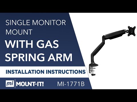 Mount-It Single Monitor Mount with Gas Spring Arm and Full Motion Height Adjustable (Black)