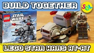 YouTube thumbnail: LEGO Star Wars AT-AT - Unboxing & How to Build - Microfighters 75075 - All Terrain Armored Transport