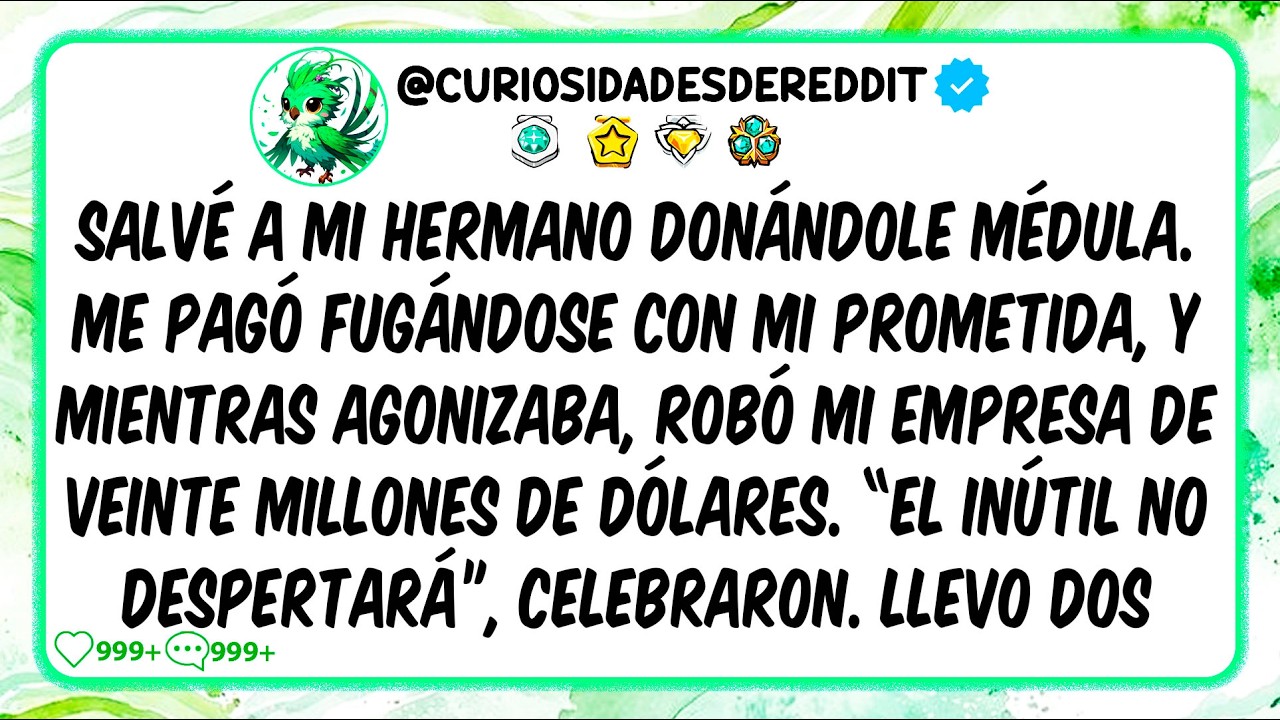 Salvé a mi hermano donándole médula. Me pagó fugándose con mi PROMETIDA y robándome 20 MILLONES