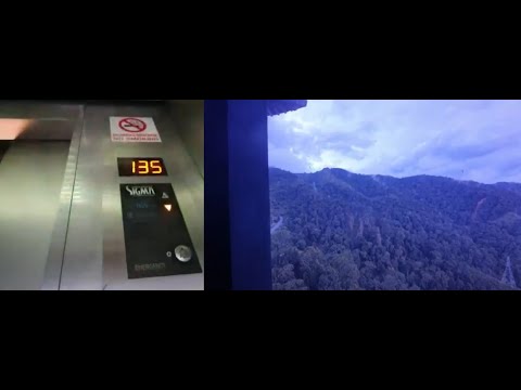 WOW 135 Floors with Loud Chimes. Sigma Elevators high up at the mountain!.