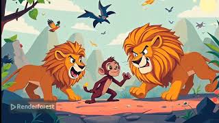 Monkey and Lion's  in forest