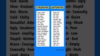 Synonyms and Antonyms in English 📚 #howtolearnenglish