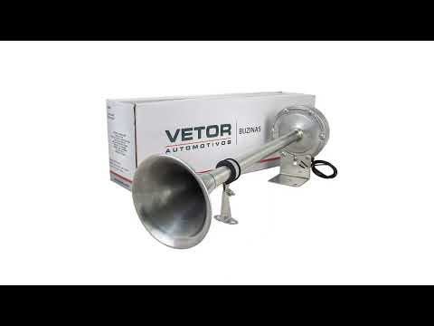 OUÇA O SOM DA BUZINA VT057 - BUZINA ELETRICA1 CORNETA INOX 12V VETOR