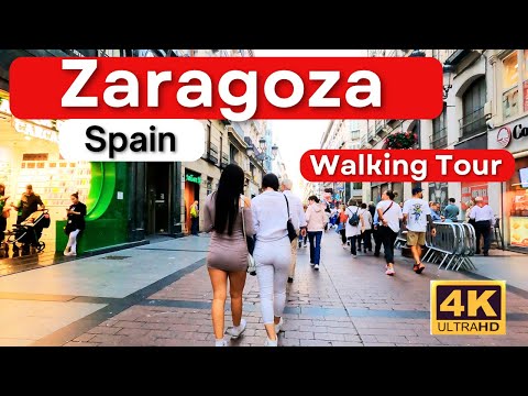 Zaragoza Spain City Walking Tour 4K