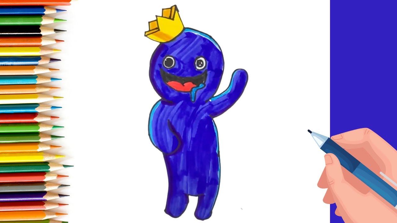 Rainbow Friends 🌈 How To Draw Blue | Draw & Color Art Tutorial