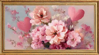 Valentine’s Day Pink Floral Art 💖 Romantic Love Frame | 4K TV Screensaver No Sound