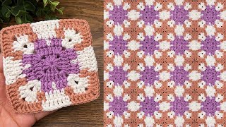 Easy&Unique crochet square tutorial,step by step guide for beginners 