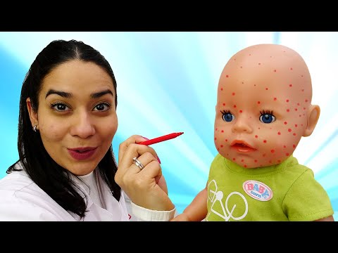 Puppen Video mit  Doktor Aua. Barbie und Emily bei Doktor. Spielspaß mit Baby Born