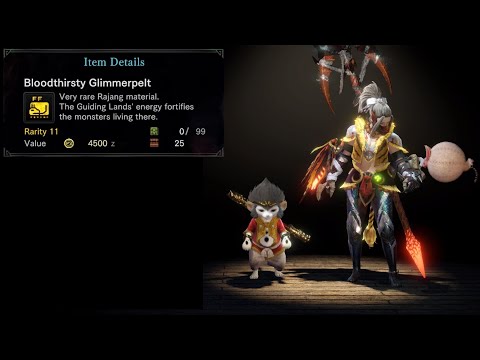 MHW: Guiding Land's Monster Material Farming - Bloodthirsty Glimmerpelt ← Rajang