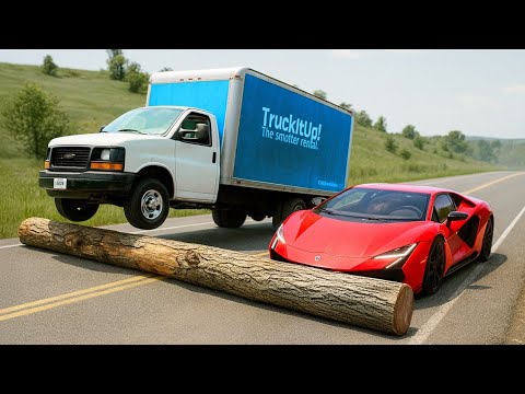 Cars vs Fallen Tree Challenge #9 in BeamNG Drive!