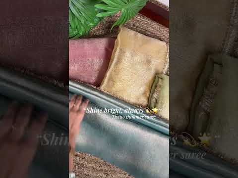 Gold Elegant Tissue Shimmer Saree with Zari Weaving and Sequins Lace Border