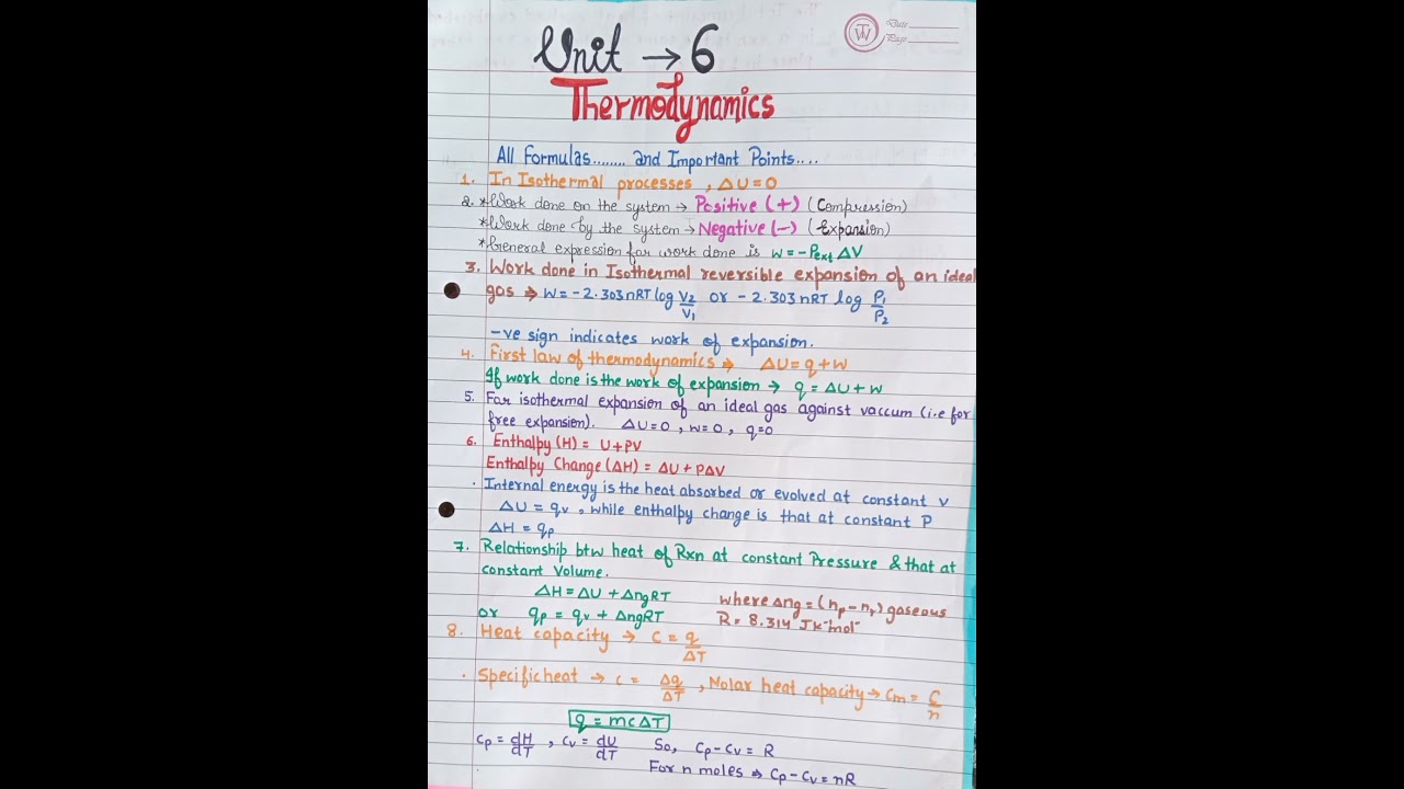 Class 11 Chemistry Thermodynamics notes| AFMC PUNE 🩺