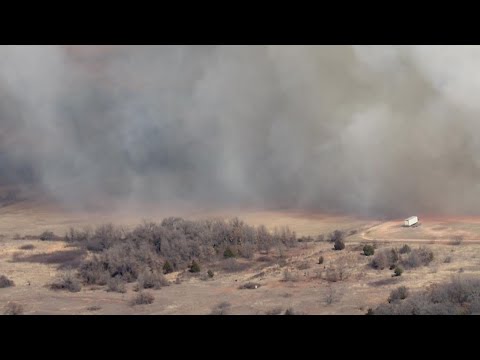 Crews battle a large fire in Wise County