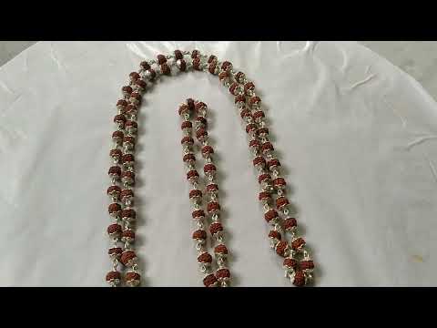 5mm Rudraksha Beads Silver Mala Necklace | 108 Beads Rudraksha Mala