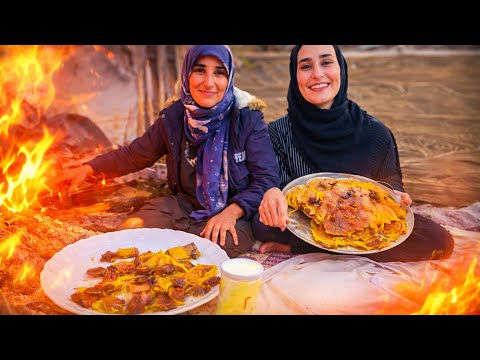 Traditional Samanu cooking in the village / in a fire‑heated pan