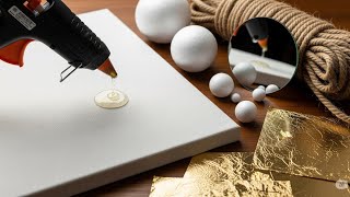 2 EASY Art Techniques using Gold Leaf, Styrofoam, Hot Glue, Mirror & Rope!