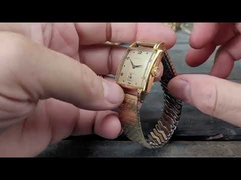 Antique INVICTA MERCURY Mens Gold Filled TANK Wrist Watch - Runs STRONG!