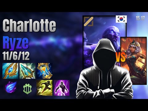 Charlotte Mid Ryze vs Qiyana lol KR solo rank Full Game 15.17 | charlotte 라이즈 vs 키아나
