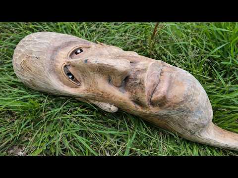I Carved a Human Face From Scrap Wood (No Sketch)