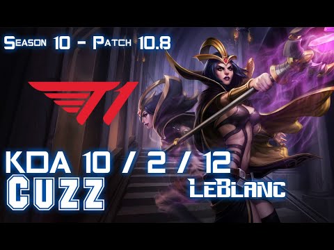 T1 Cuzz LEBLANC vs AKALI Mid - Patch 10.8 KR Ranked