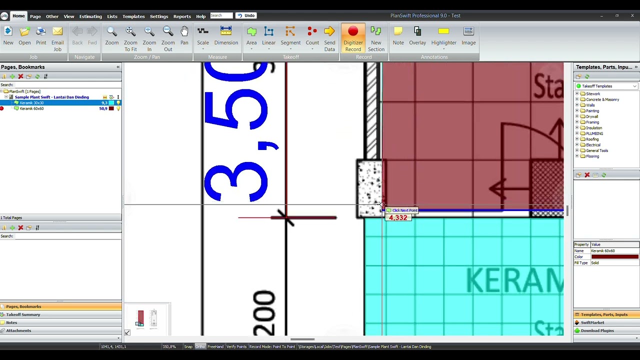 Menghitung Luas Lantai File PDF menggunakan PlanSwift