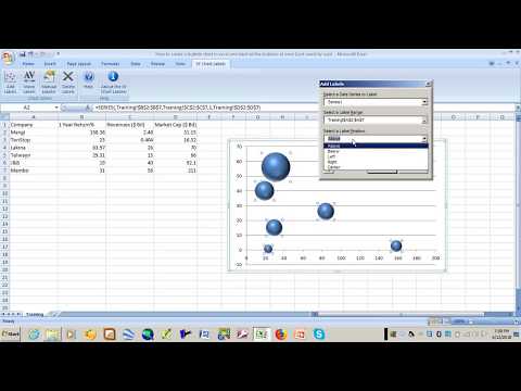 How to create a bubble chart in excel and label all the bubbles at once