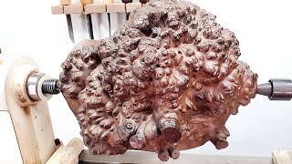 Woodturning - Surprise Burl !! #tpt  【職人技】ゴジラの皮膚を削る！