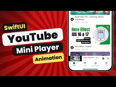 SwiftUI YouTube Mini Player Animation - Complex UI - Xcode 15 thumbnail