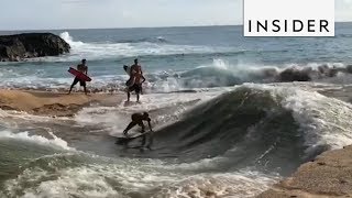 Surfers Make an Infinity Wave Pool by Hand