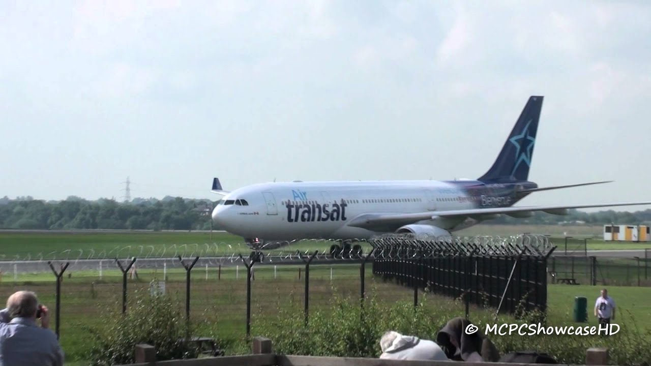 AIR TRANSAT A330-200 LANDING MANCHESTER AIRPORT