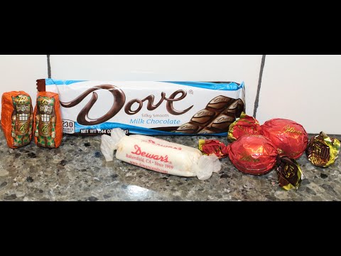 Olivia Milk Chocolate Hazelnut, Dewar’s Taffy Chews PB, Reese’s Nutcracker, Dove Milk Chocolate