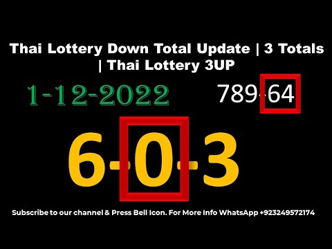 Thai Lottery Down Total Update | 3 Totals | Thai Lottery 3UP 1-12-2022
