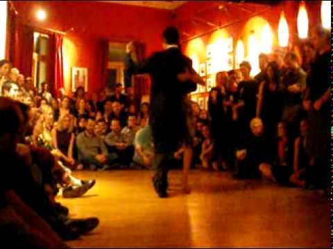  Maria Ines Bogado  and  Sebastian Jimenez  are  dancing  to  the  milonga  "  Milonga Brava  "