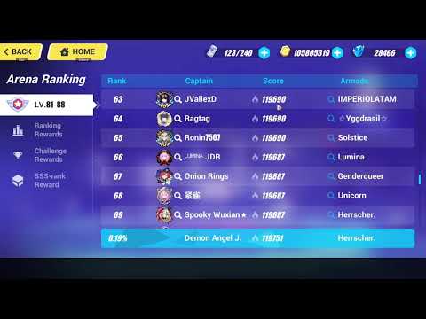 Honkai Impact 3rd Exalted MA Top 100 Americas Server