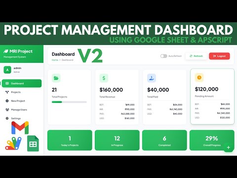 Complete Project Management Dashboard in Google Sheets & Apps Script | D29