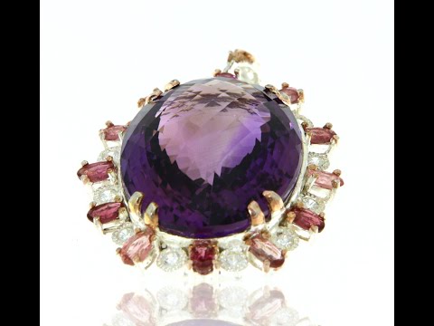 Pandant argint 925 Ametist Turmalina roz Cubic zirconia Naturale - Eleganta Captivanta