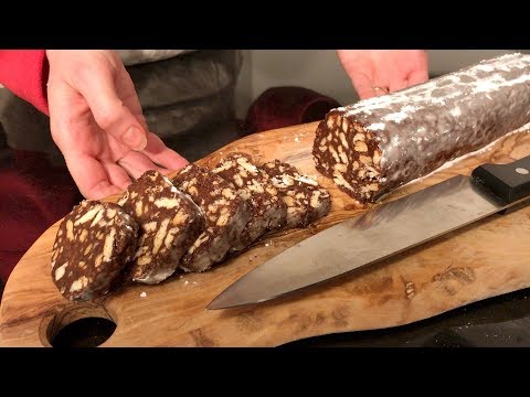 SALAME DI CIOCCOLATO SENZA UOVA E BURRO - Ricetta facile e veloce | CHOCOLATE SALAMI RECIPE
