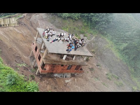 Landslide Horror: Buildings Сollapse in Kullu, floods across Himachal Pradesh, India.